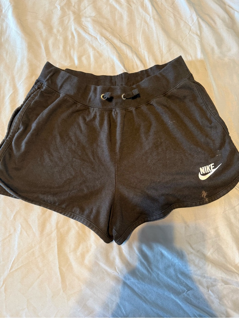Nike Women's Black Athletic Shorts with White Swoosh